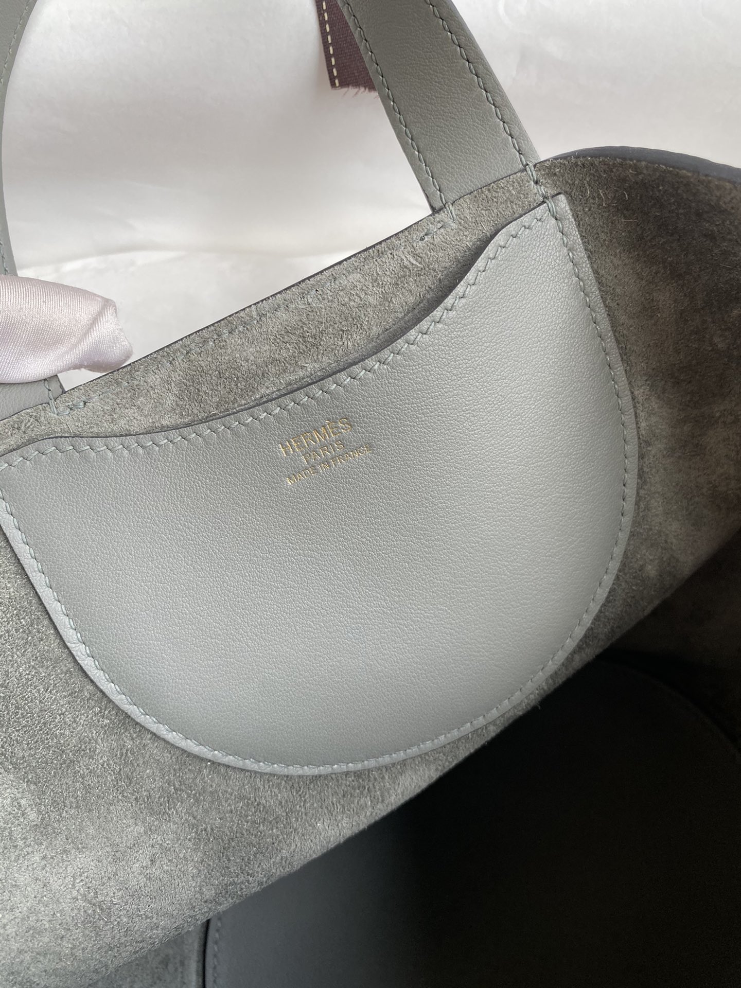 Hermes In The Loop 18 Bag In Gris Meyer Clemence Leather